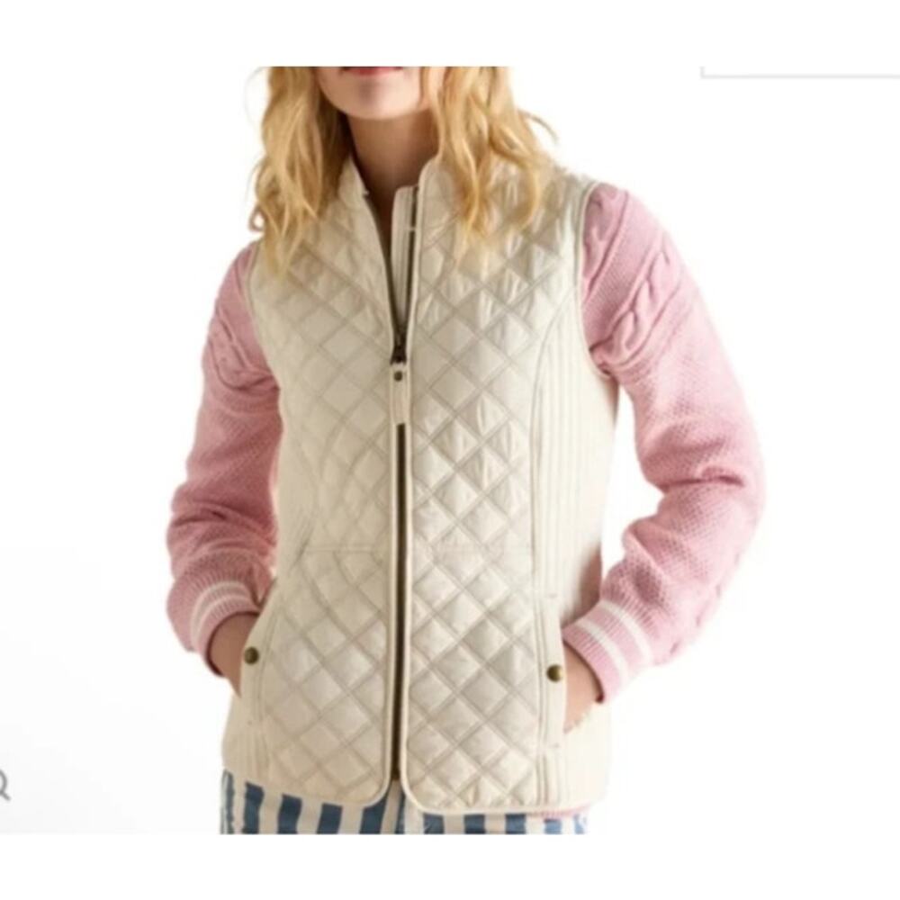NWT Joules Minx Diamond Quilted White/Cream Sleeveless Vest Size 8 Showerproof